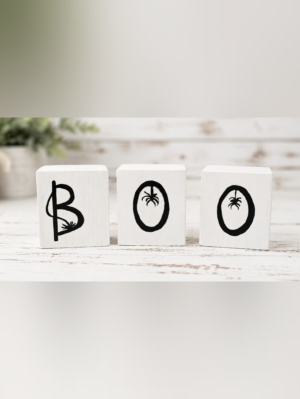 Wooden BOO Block Set - White and Black Halloween Décor